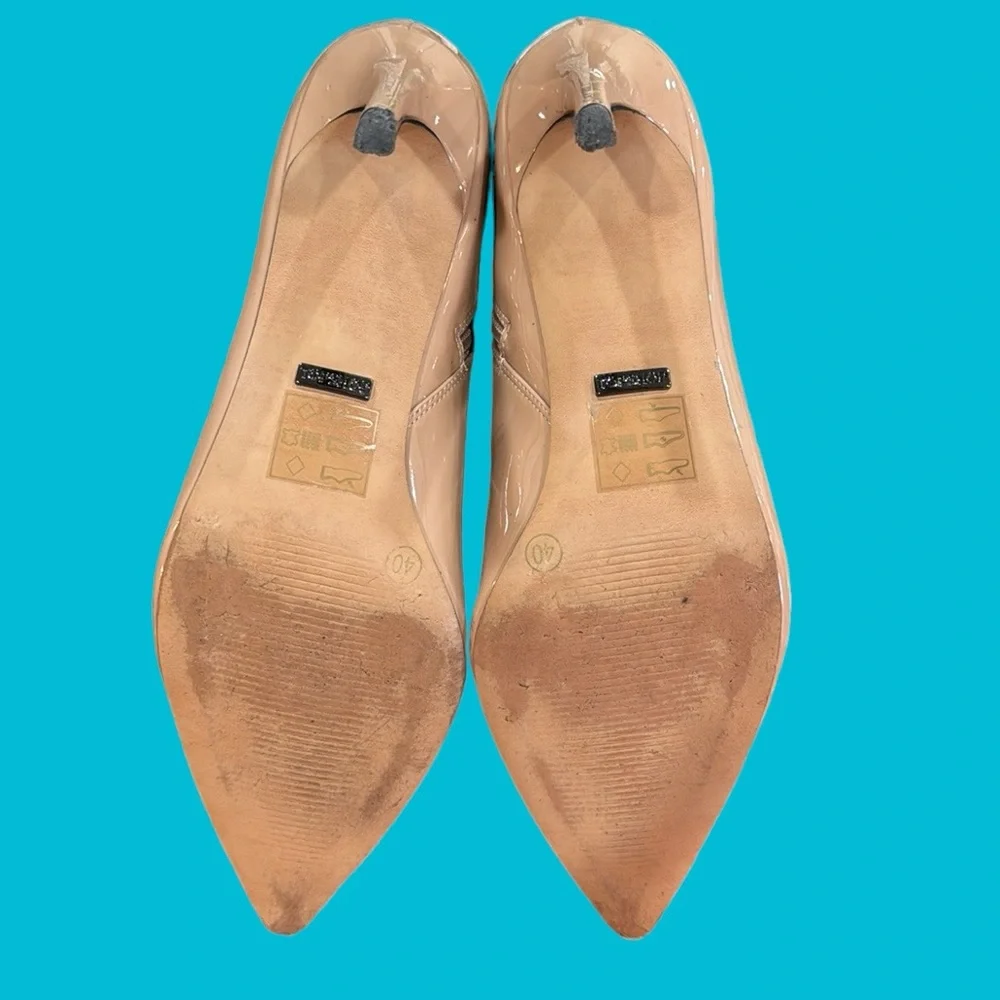 TOPSHOP NEUTRAL BEIGE PATENT ANKLE‎ BOOTS Size 9.5